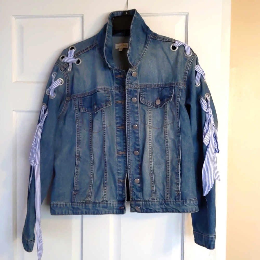 Maison Jules lace up denim jacket size XXL